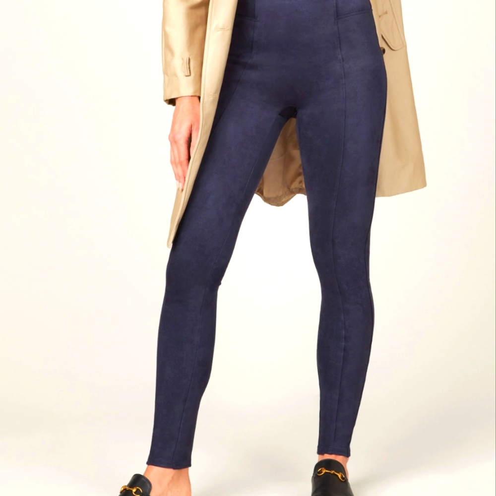 Spanx Faux Suede Navy Leggings